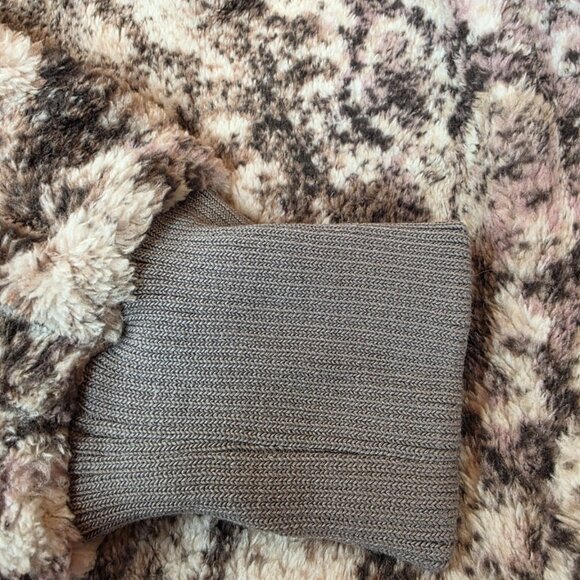 Mystree Hooded Plush Open Front Cardigan Jacket Neutral Mauve Taupe ONE SIZE - Picture 5 of 7